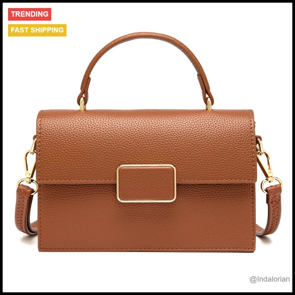 Mini Top Handle Satchel Crossbody Bag Adjustable Strap Faux Leather Chic
